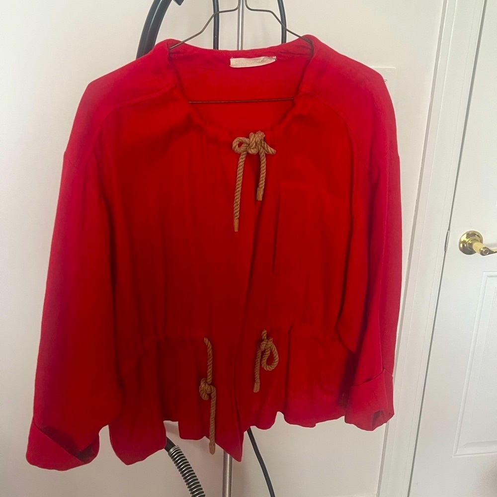 Linen kimono jacket with robe ties
